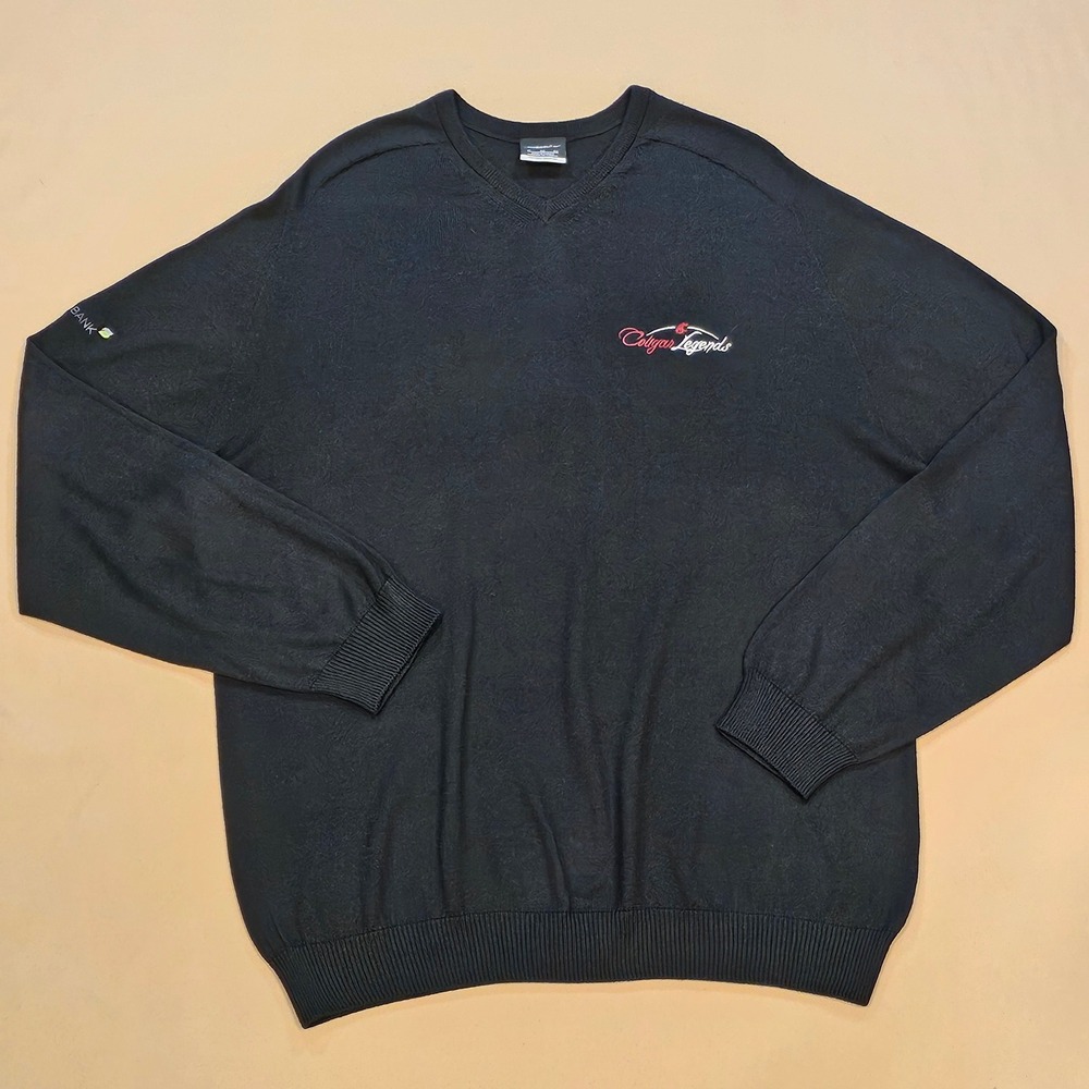 Nike Golf Mens XL Black V-Neck Wool Blend Sweater WSU Cougar Legends 425148-010